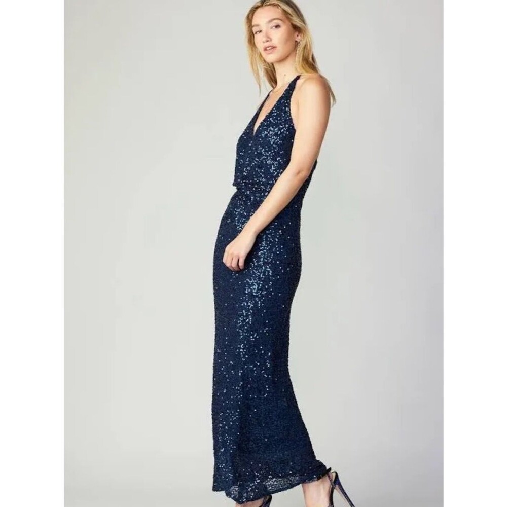 Current Air Sequin Halter Maxi Dress